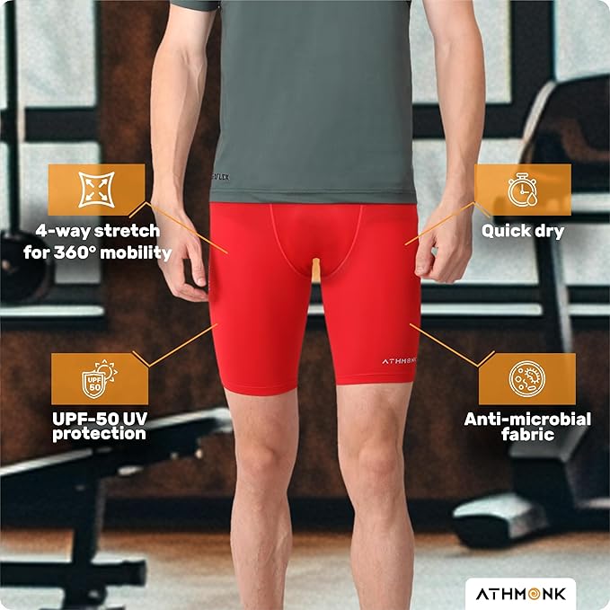 Athmonk 4-Way Lycra Compression Shorts for Men